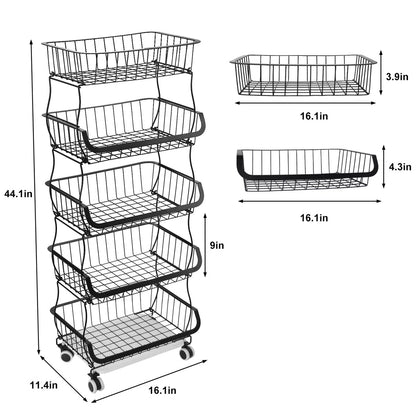 Kitchen Racks: 44.1" H x 16.1" W Wheeled Utility Cart