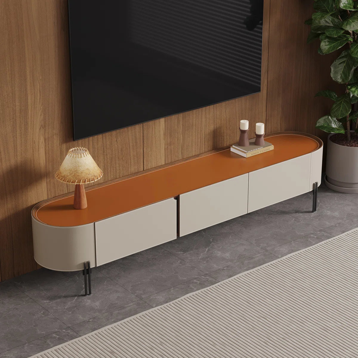 tv panel: 85" TV console table with farmhouse style, 8 doors, 4 drawers