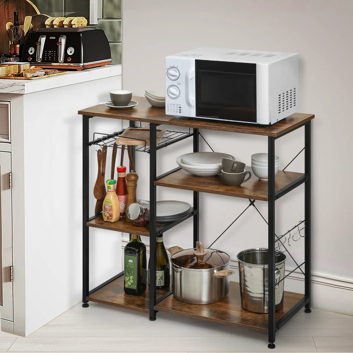 Kitchen Rack: Microwave Oven Stand Organizer Workstation, Kitchen Bakers Rack
