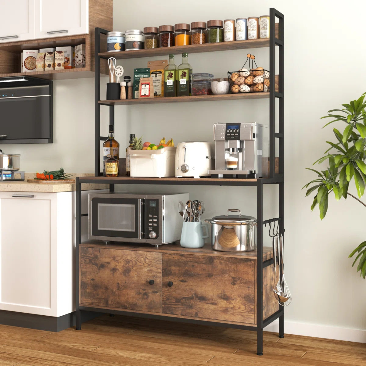Kitchen Rack: Microwave Shelves and Storage Cabinet in the Kitchen Baker's Rack