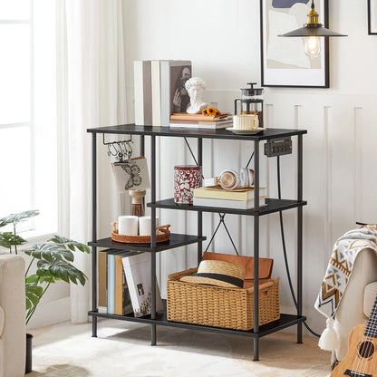 Kitchen Rack: Microwave Stand with 5 S-Shaped Hooks Kitchen Storage Shelf