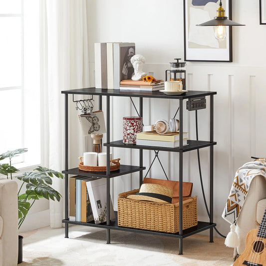 Kitchen Rack: Microwave Stand with 5 S-Shaped Hooks Kitchen Storage Shelf