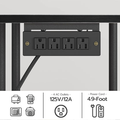 Kitchen Rack: Microwave Stand with 5 S-Shaped Hooks Kitchen Storage Shelf