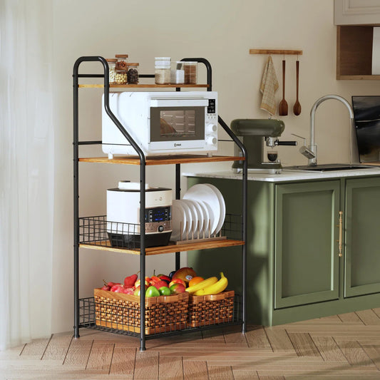 Kitchen Racks: 4-Tier Microwave Stand with Storage, Kitchen Bakers Racks