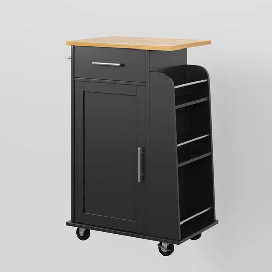 Kitchen Island Table: 22'' Wide Kitchen Cart with Towel Rack & Storage Drawer