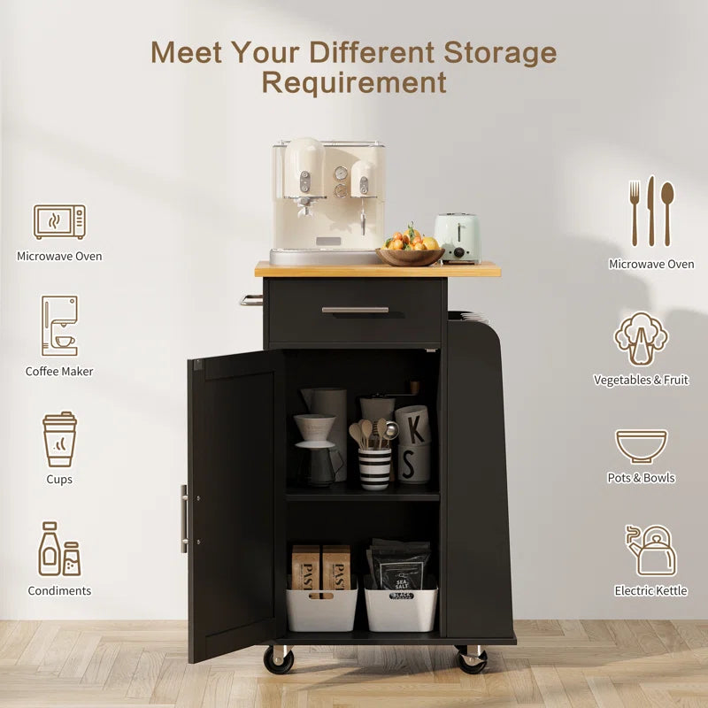 Kitchen Island Table: 22'' Wide Kitchen Cart with Towel Rack & Storage Drawer