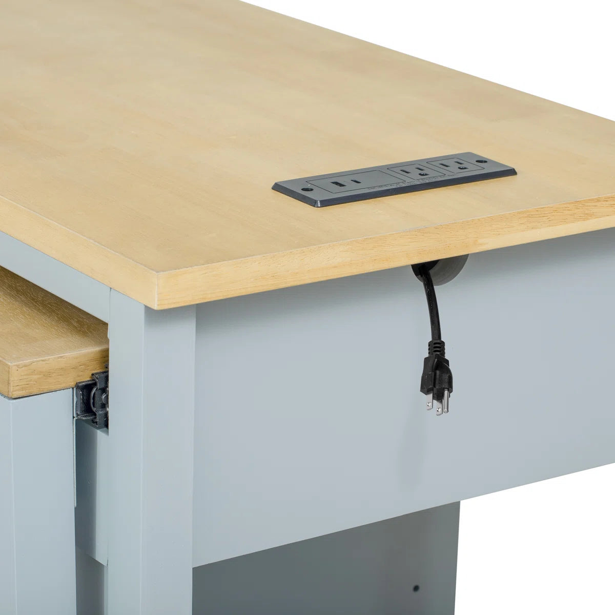 Kitchen Island Table: 47.2" Wide Extendable Dining Table Island with Power Outlet & Storage