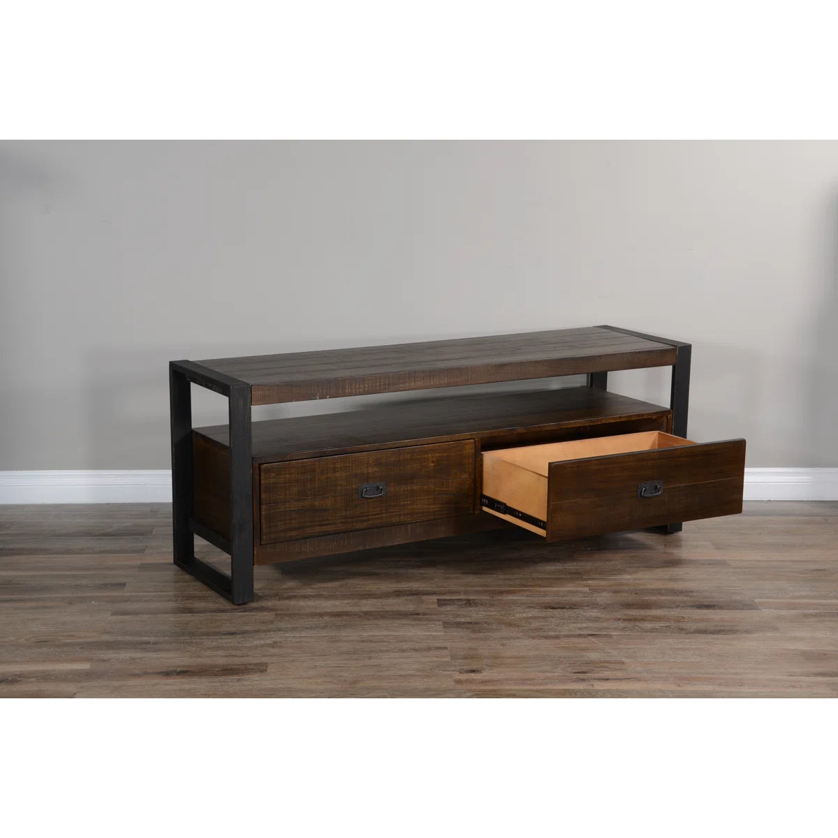tv panel: Sleek tv panel with storage for 70" screens