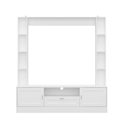 TV Panel: Stylish TV cabinet with multi-shelf layout and functional storage drawer
