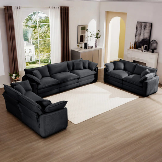 7 Seater Sofa Set: 2-Piece  Modern Fabric Living Room Sofa Set