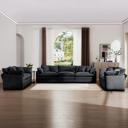 7 Seater Sofa Set: 2-Piece  Modern Fabric Living Room Sofa Set
