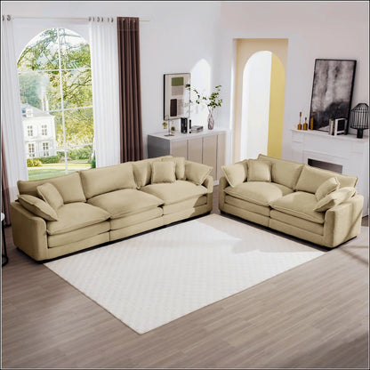 7 Seater Sofa Set:  Modern Fabric Living Room Sofa Set