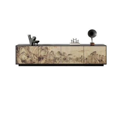 tv panel: Modern Pine Wood tv panel with Open Storage Shelves