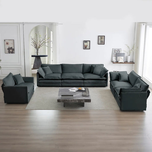 7 Seater Sofa Set: 3-Piece Modern Deep Seat Sectional Sofa Set
