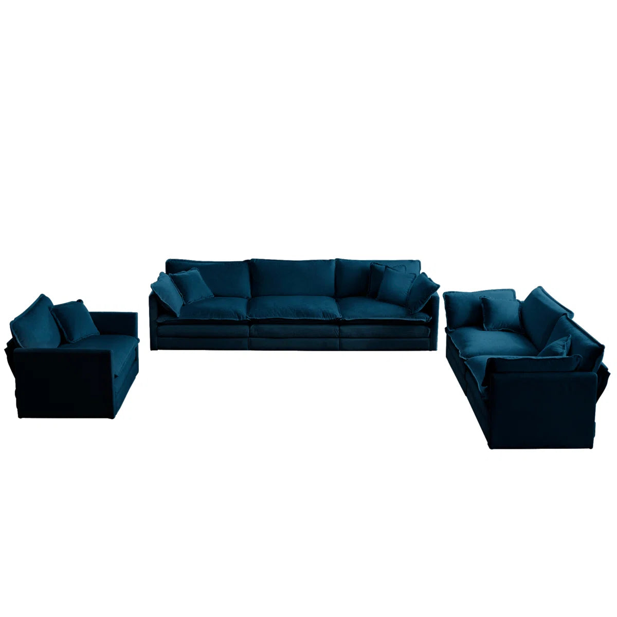 7 Seater Sofa Set:  Modern 3-Piece Extra Deep Seat Sectional Couch