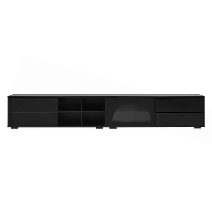 tv panel: Stylish Modern tv panel with Fluted Glass, Sliding Door, and LED Lights