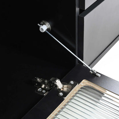 tv panel: Stylish Modern tv panel with Fluted Glass, Sliding Door, and LED Lights