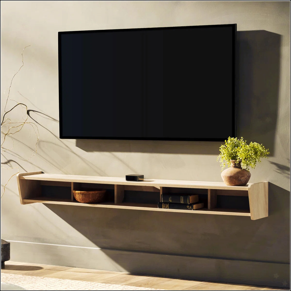 tv panel: Modern Floating tv panel with Wall-Mounted Design and Storage
