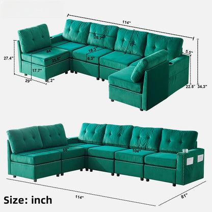 7 Seater Sofa Set: Modular Combination Chaise Sofa Set