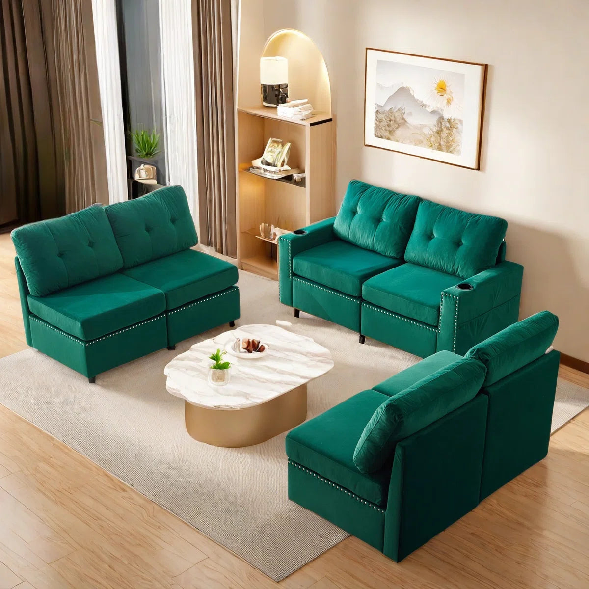 7 Seater Sofa Set: Modular Combination Chaise Sofa Set