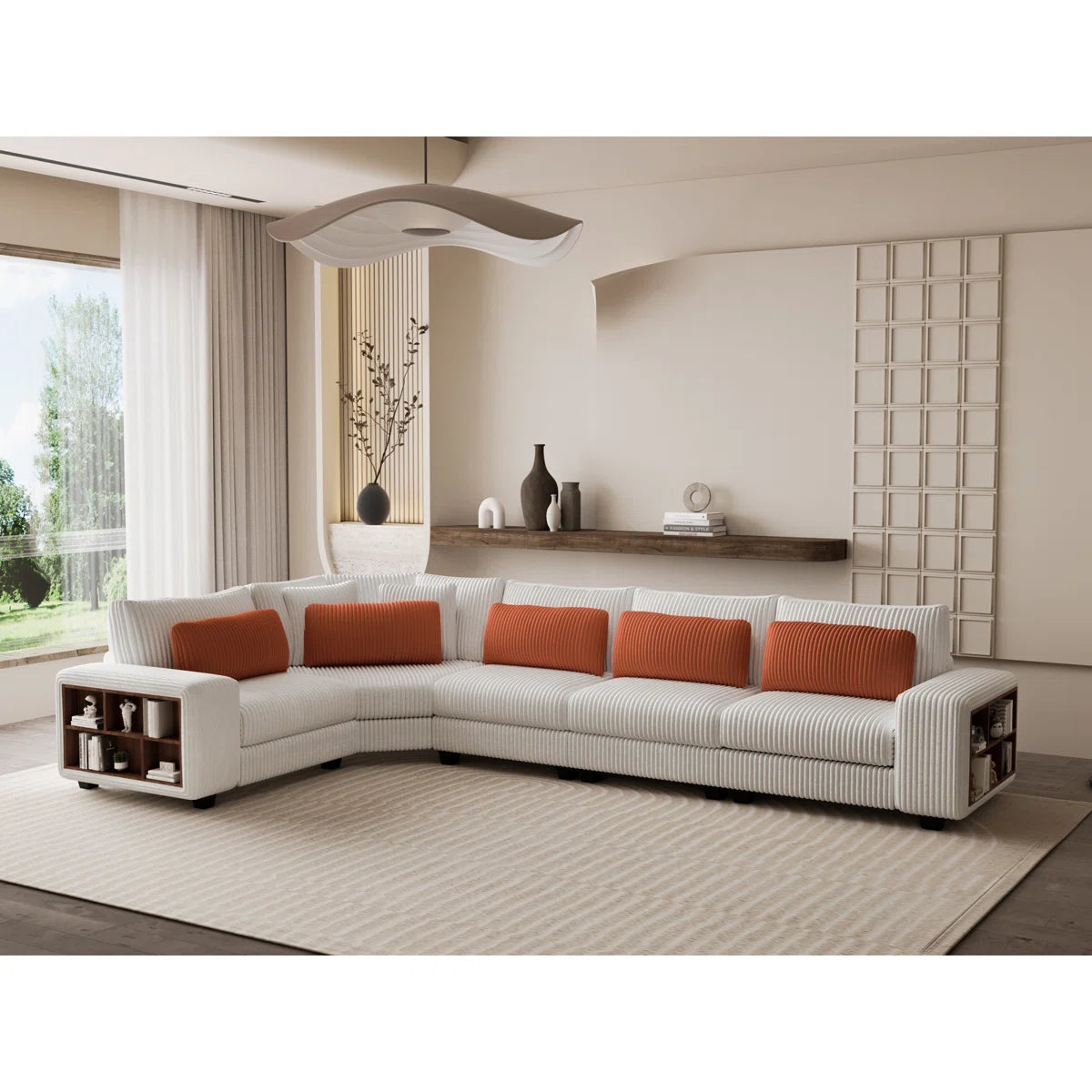 7 Seater Sofa Set: Modular L-Shaped Sofa Set with Wooden Frame