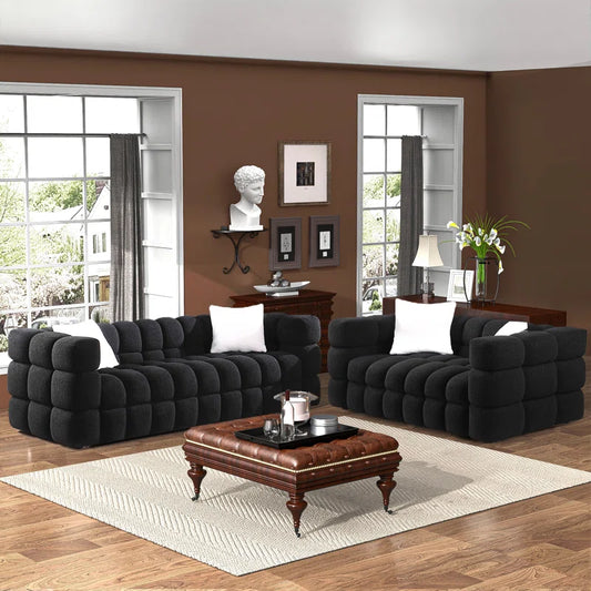 Luxury Sofa Sets: Boucle Marshmallow-Inspired 2-Piece Sofa Set