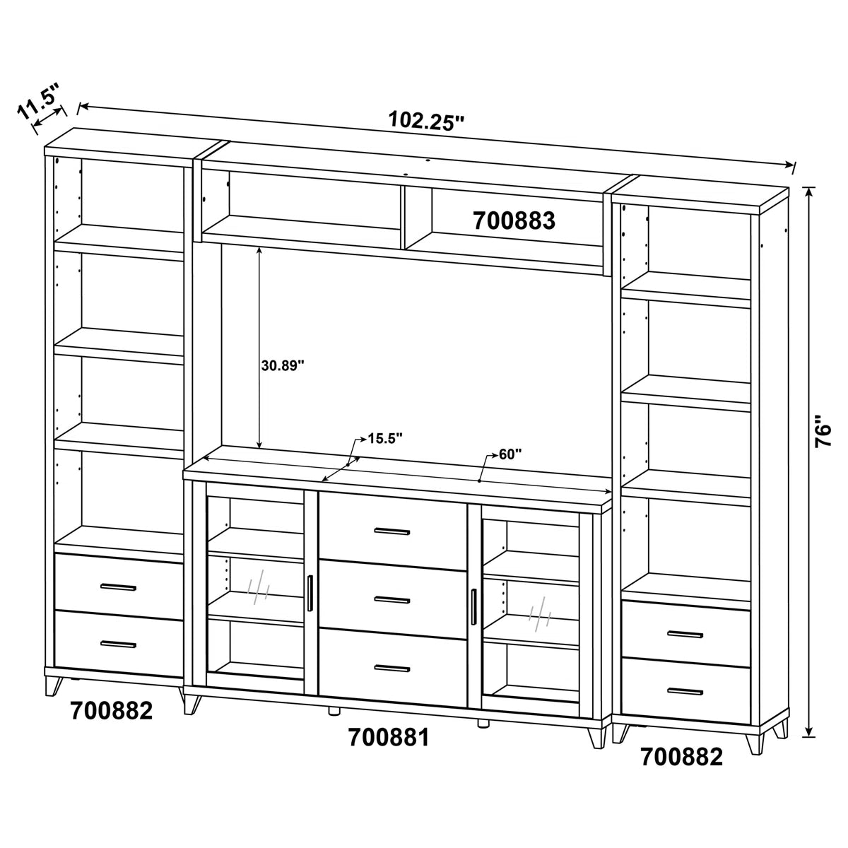 tv panel: 4-Piece Cappuccino Wood Entertainment Center with tv panel and Matching Storage Towers