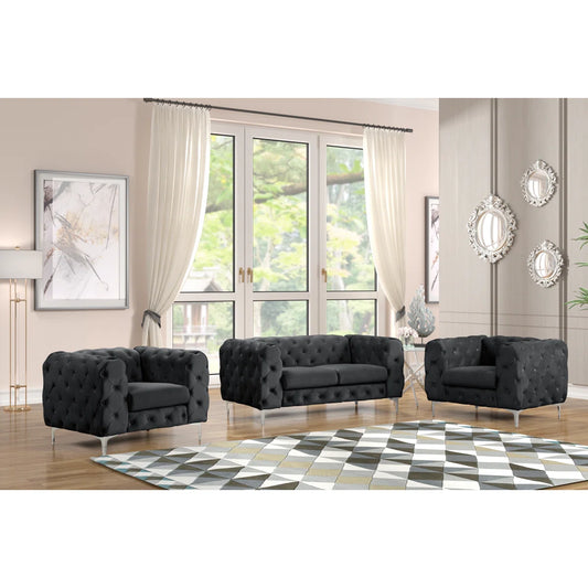 7 Seater Sofa Set:  3-Piece  Stylish Velvet Living Room Furniture
