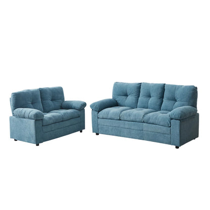 Luxury Sofa Sets: 2-Piece Classic Cotton Upholstery Sofa & Loveseat Set with Pillowtop Arms
