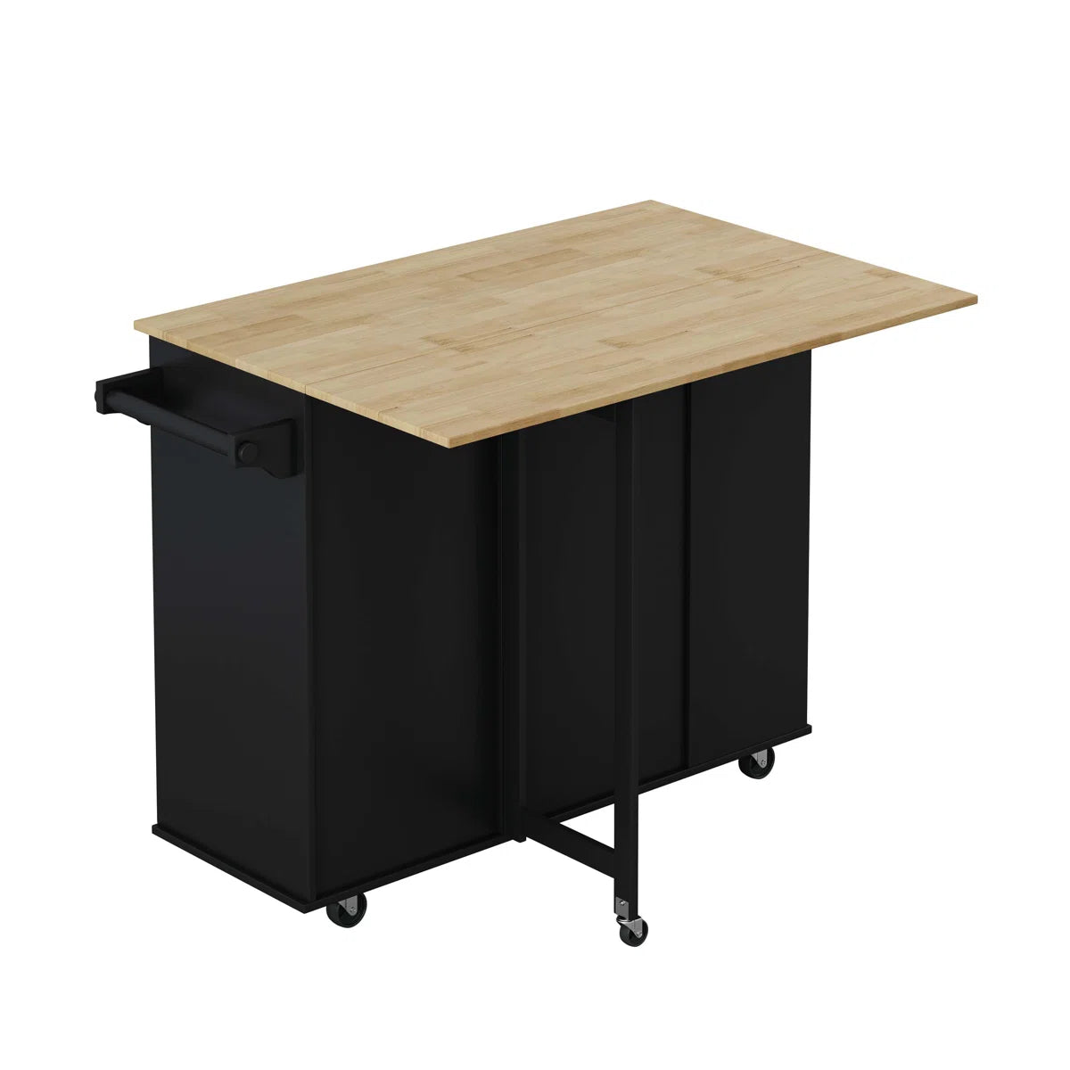 Kitchen Island Table: Handcrafted Rustic Design with Extra-Large Storage and Rolling Wheels
