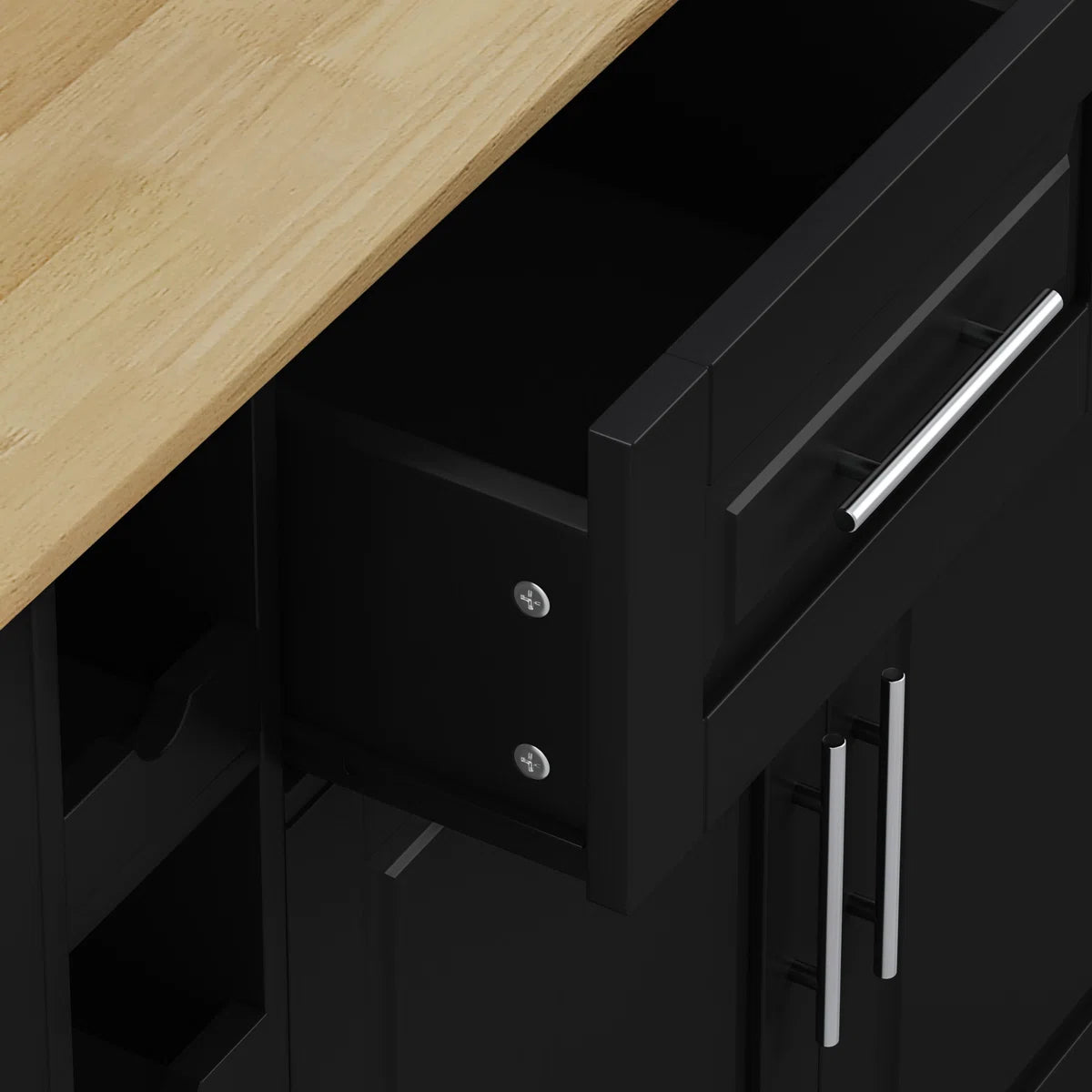 Kitchen Island Table: Handcrafted Rustic Design with Extra-Large Storage and Rolling Wheels