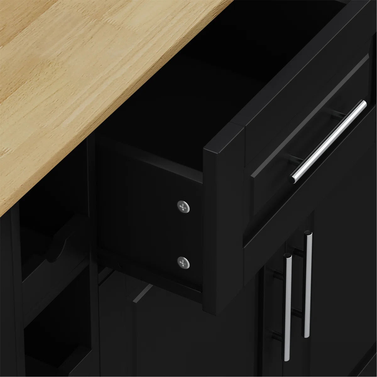 Kitchen Island Table: Handcrafted Rustic Design with Extra-Large Storage and Rolling Wheels