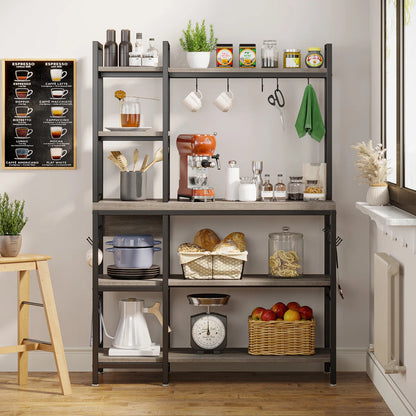 Kitchen Racks: 43.3" steel baker’s rack with microwave shelf, ideal for kitchen storage and organization