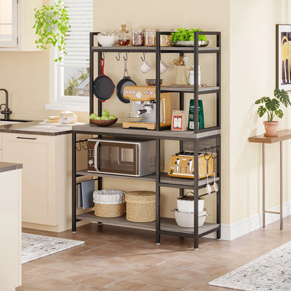 Kitchen Racks: 43.3" steel baker’s rack with microwave shelf, ideal for kitchen storage and organization