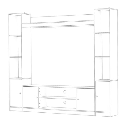 tv panel: Extendable wood TV panel with 3 large drawers, reversible design feature
