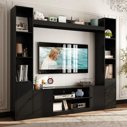 tv panel: Extendable wood TV panel with 3 large drawers, reversible design feature