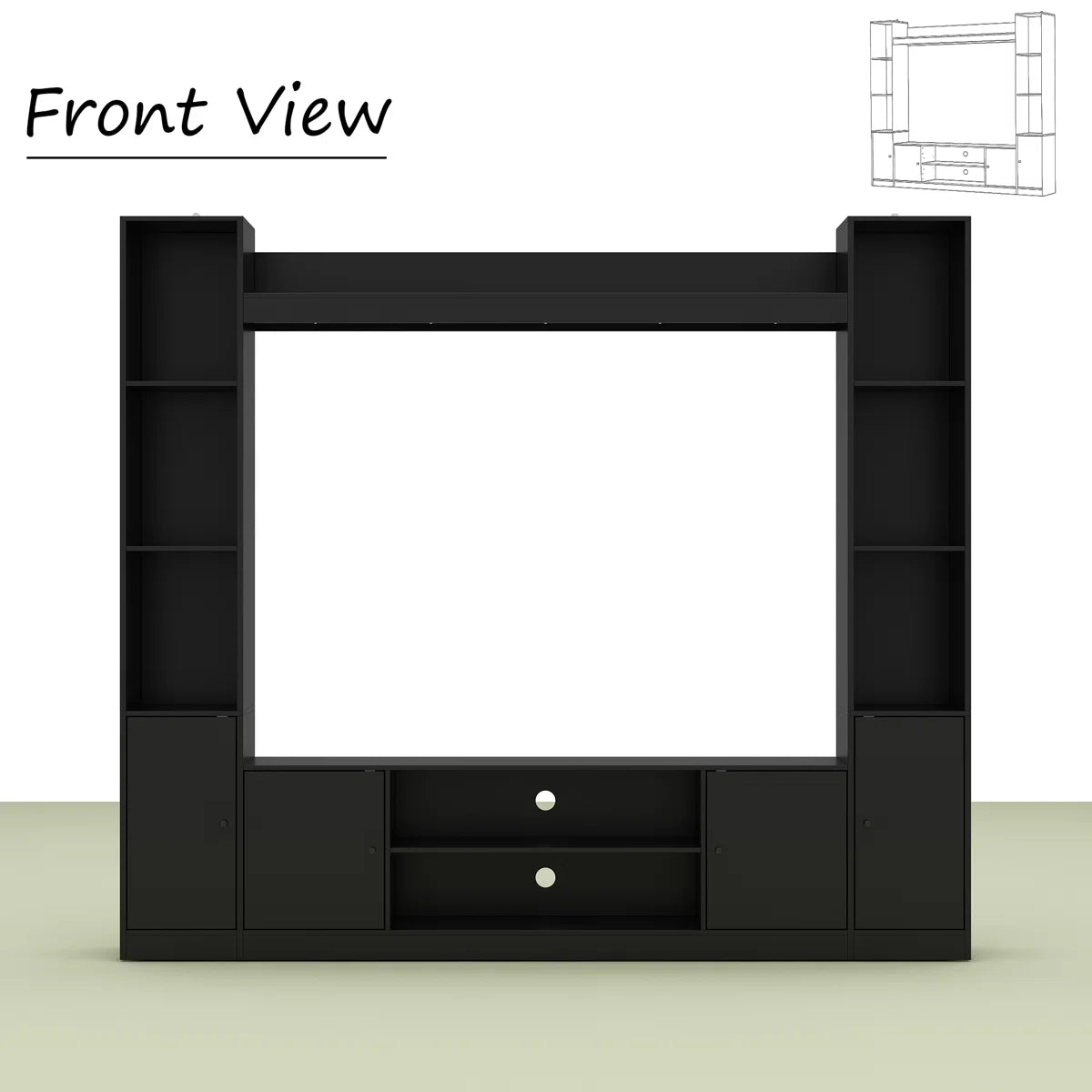 tv panel: Extendable wood TV panel with 3 large drawers, reversible design feature
