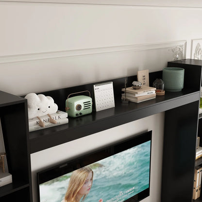 tv panel: Extendable wood TV panel with 3 large drawers, reversible design feature