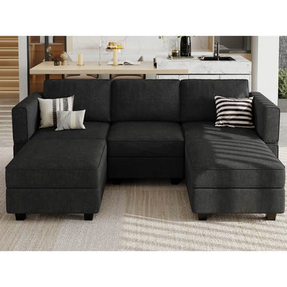 7 Seater Sofa Set: 6-Piece Upholstered Modular Sectional Sofa