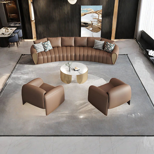 7 Seater Sofa Set: Nordic 4-Piece Faux Leather Sofa