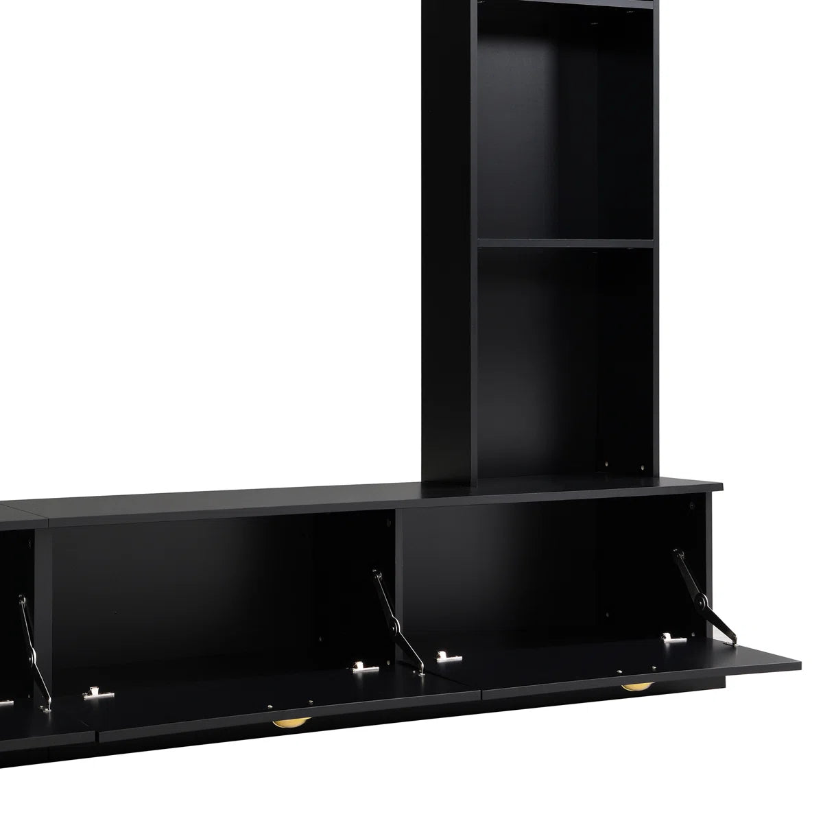 tv panel: Modern 4-in-1 tv panel with Storage, Golden Handles, Fits Up to 78" TVs