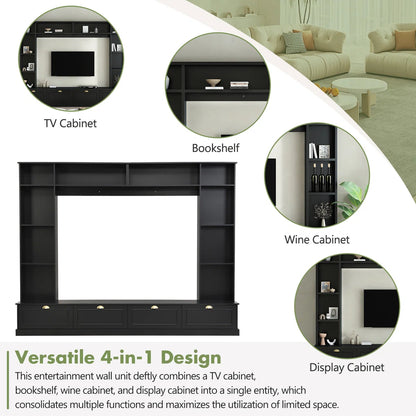 tv panel: Modern 4-in-1 tv panel with Storage, Golden Handles, Fits Up to 78" TVs