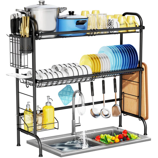 Kitchen Rack: Over-the-sink Stainless Steel Adjustable Dish Rack