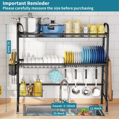 Kitchen Rack: Over-the-sink Stainless Steel Adjustable Dish Rack