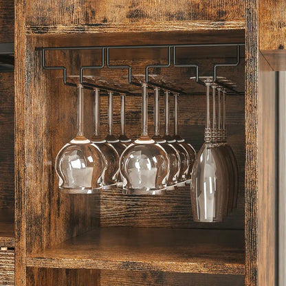 Kitchen Island Table: Rustic Storage Unit with Wine Rack &amp; Spice Rack