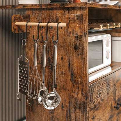 Kitchen Island Table: Rustic Storage Unit with Wine Rack &amp; Spice Rack
