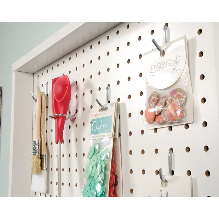 Peg Board: 22.126'' H x 27.953'' W Wood Pegboard with 6 Hooks Included