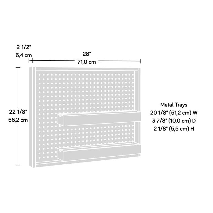 Peg Board: 22.126'' H x 27.953'' W Wood Pegboard with 6 Hooks Included