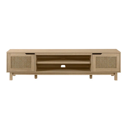 tv panel: 70" wide TV panel holds 80" screens with two-door storage