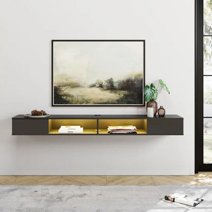 tv panel: 78" Compatible Wall TV Console with Storage Shelves and Floating Design